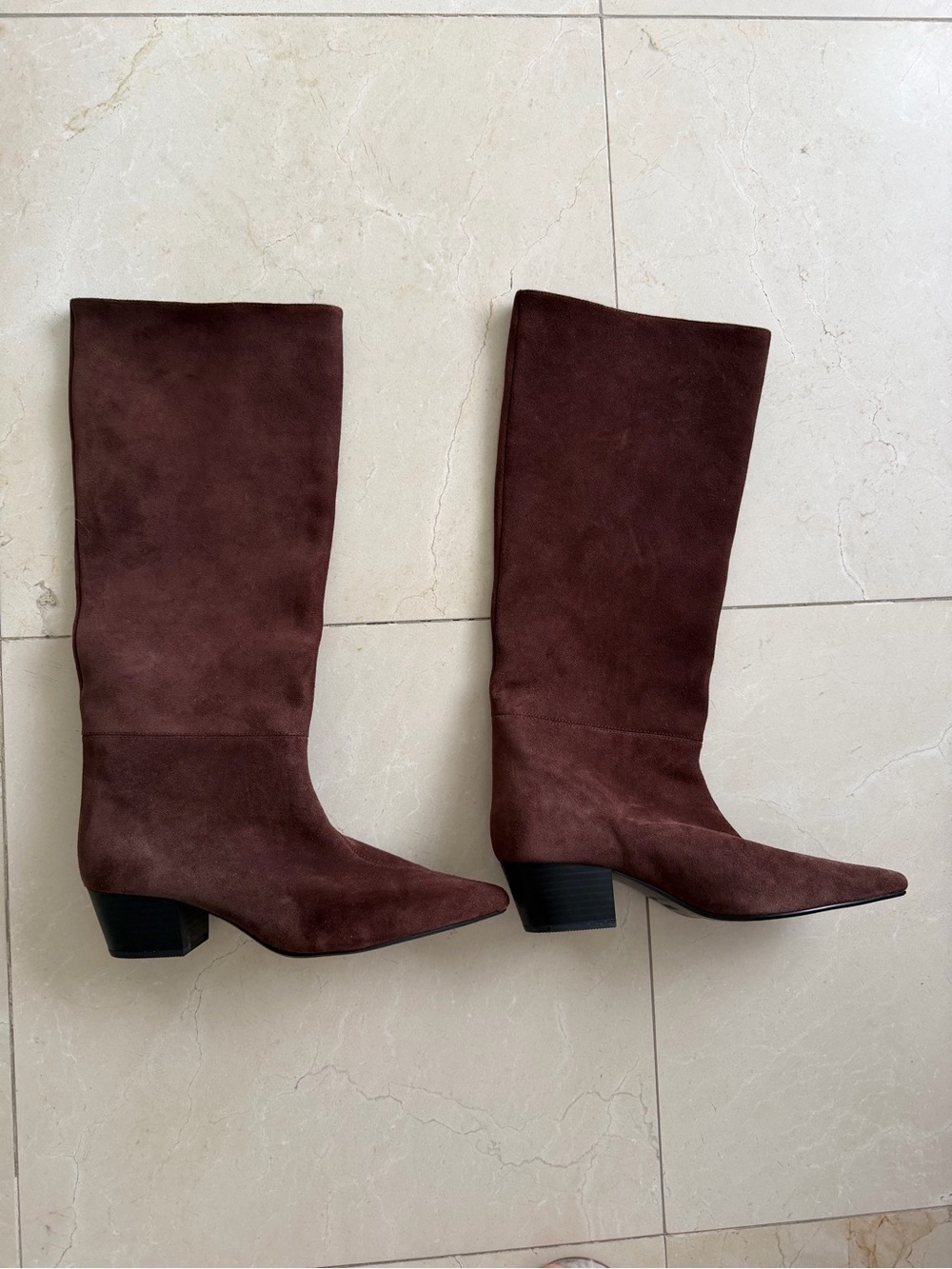 Zara Brown Suede modern cowboy Boot